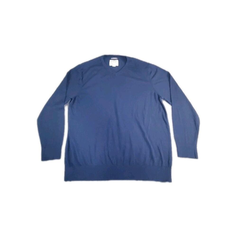 St Johns Bay Mens Sz XXL Marl Cotton V-neck Sweater Blue Recycled Polyester C31